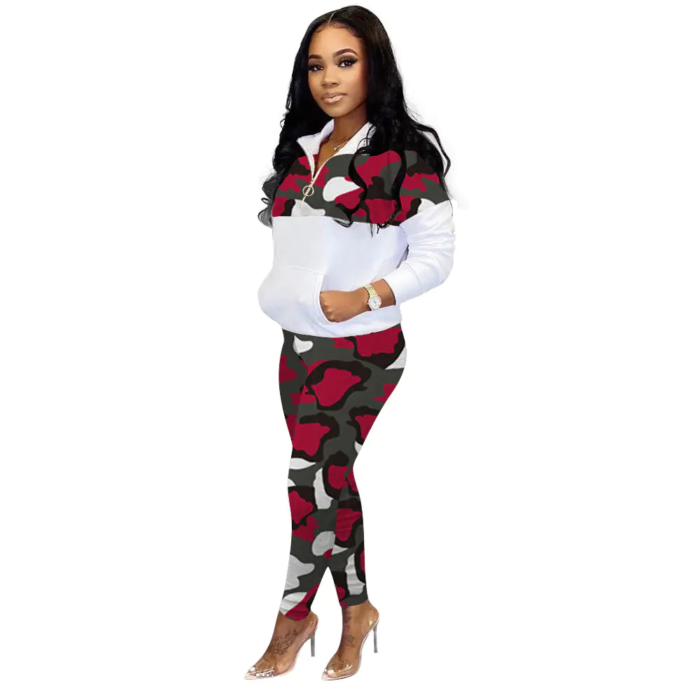Camouflage Fashion Casual Two-Piece Women's Set