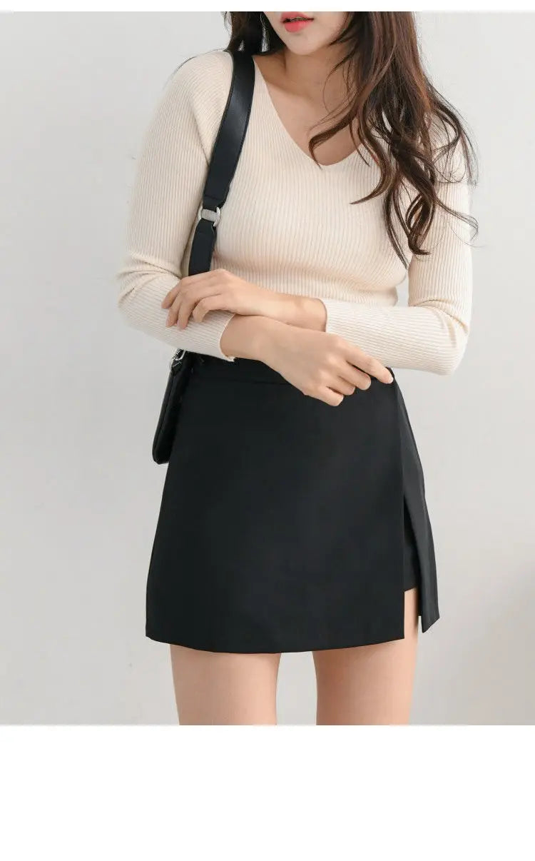 Shorts Women Asymmetrical Casual Solid Fashion High Waist Ulzzang Chic Stylish Skinny Sexy Side-slit Tender Ladies Elegant New