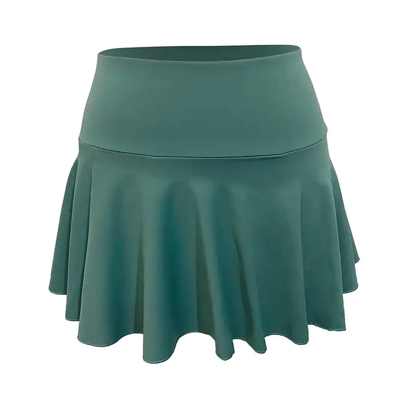 Nude Pleated Two-Piece Sports Tennis Skirt