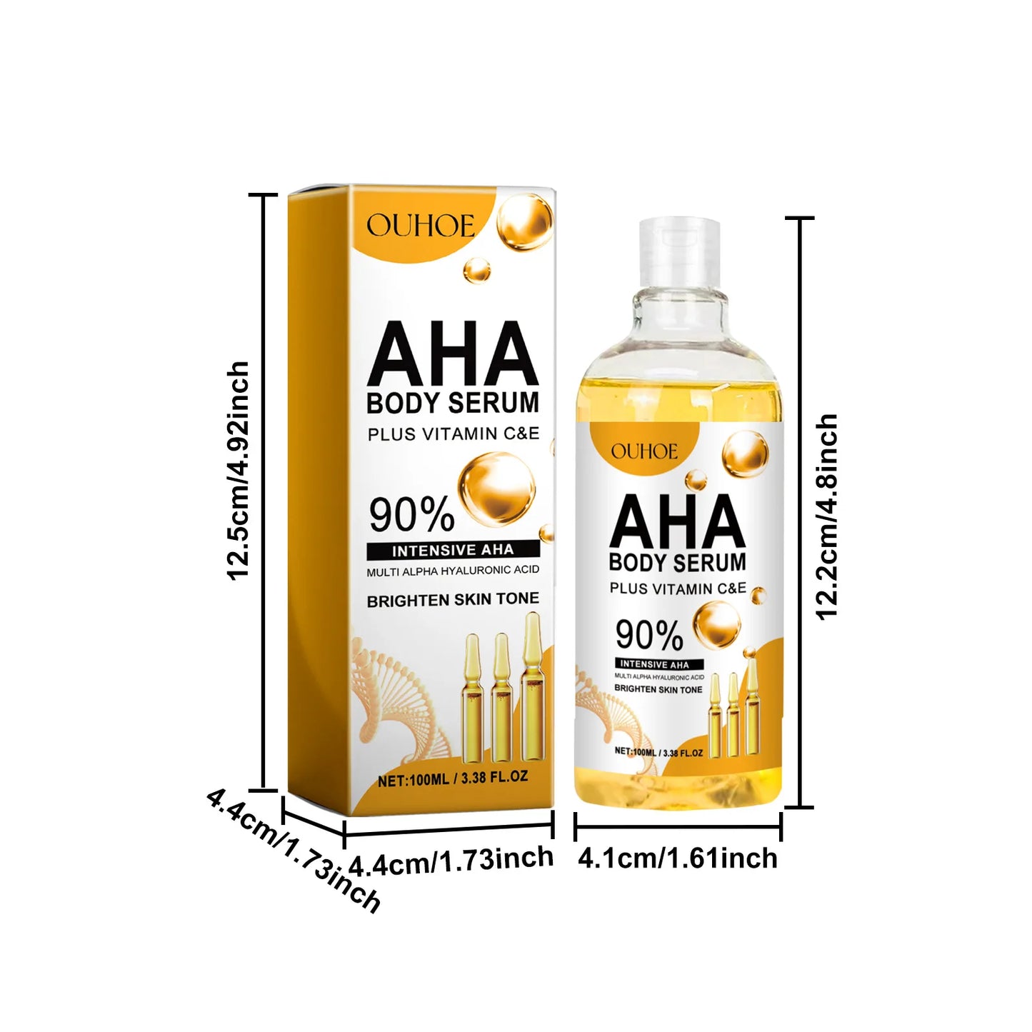 AHA Body Whitening Serum Moisturizing Spots Eraser Corrector Shrink Pore Repair Lighten Body Face Skin Care Hydrating Face Serum