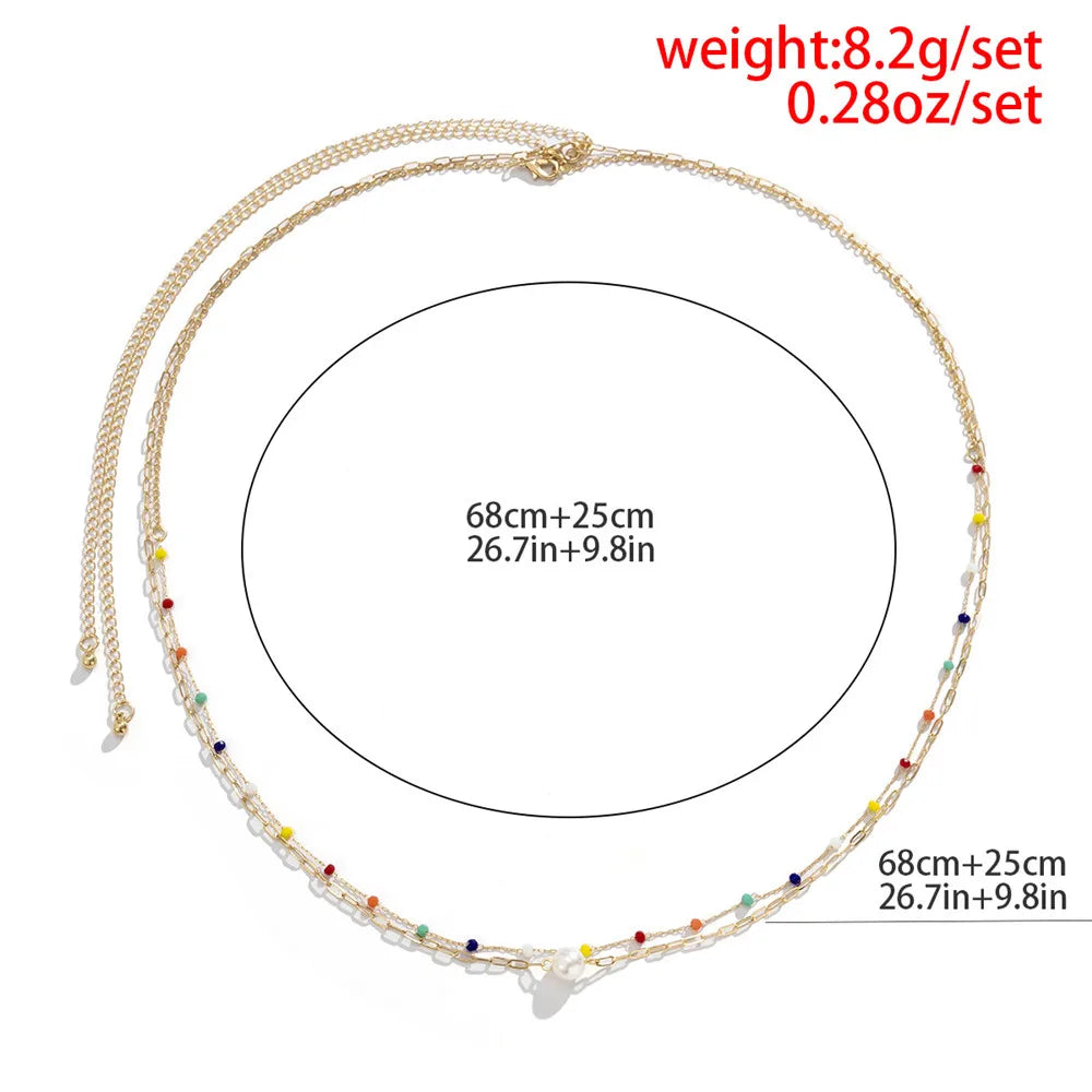 2Pcs Romantic Sweet Waist Chain Bohemian Creative Crystal Beaded Decor Belly Chain for Women Beach Bikini Chain Party Jewelry