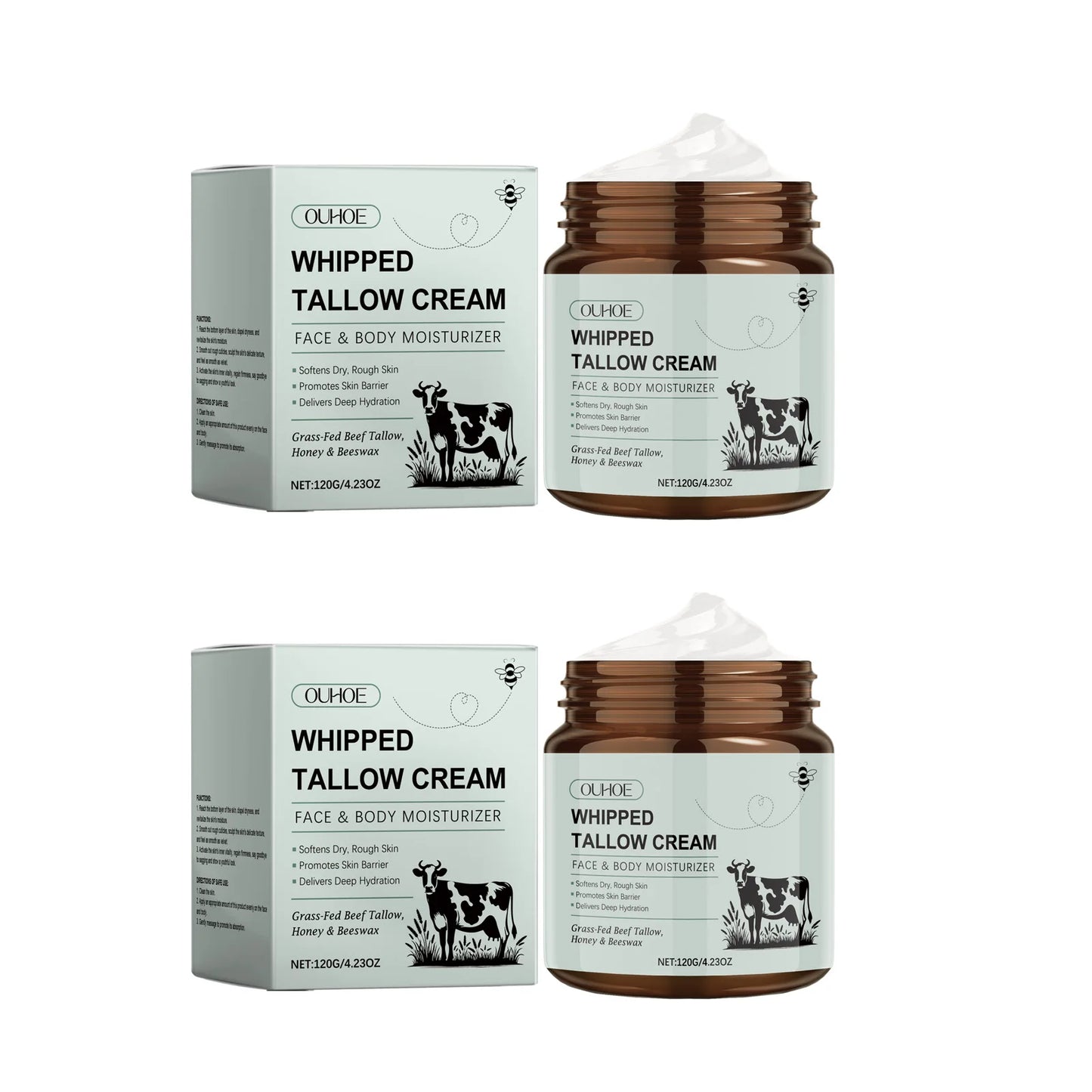 Whipped Tallow Cream Deep Nourish Fade Fine Lines Anti Aging Brighten Improve Dryness Natural Tallow Facial Moisturizing Cream