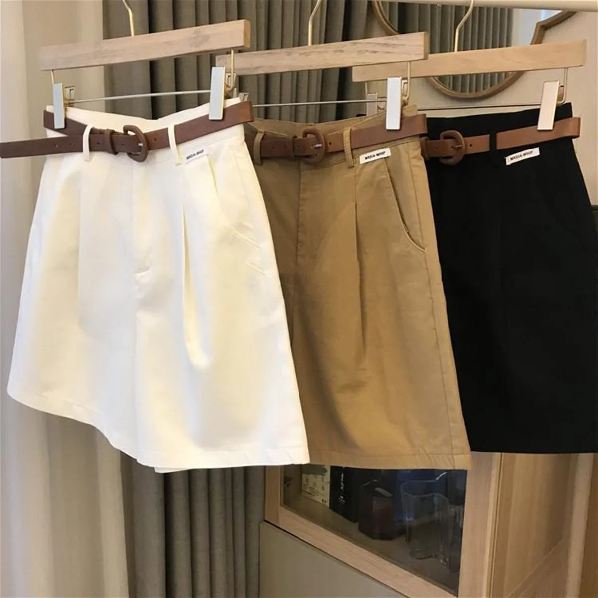 Summer Wide Leg Shorts For Women Fashion Solid A Line Office Lady Classic Short Pant Korean High Waist Suit Shorts Casual Zipper