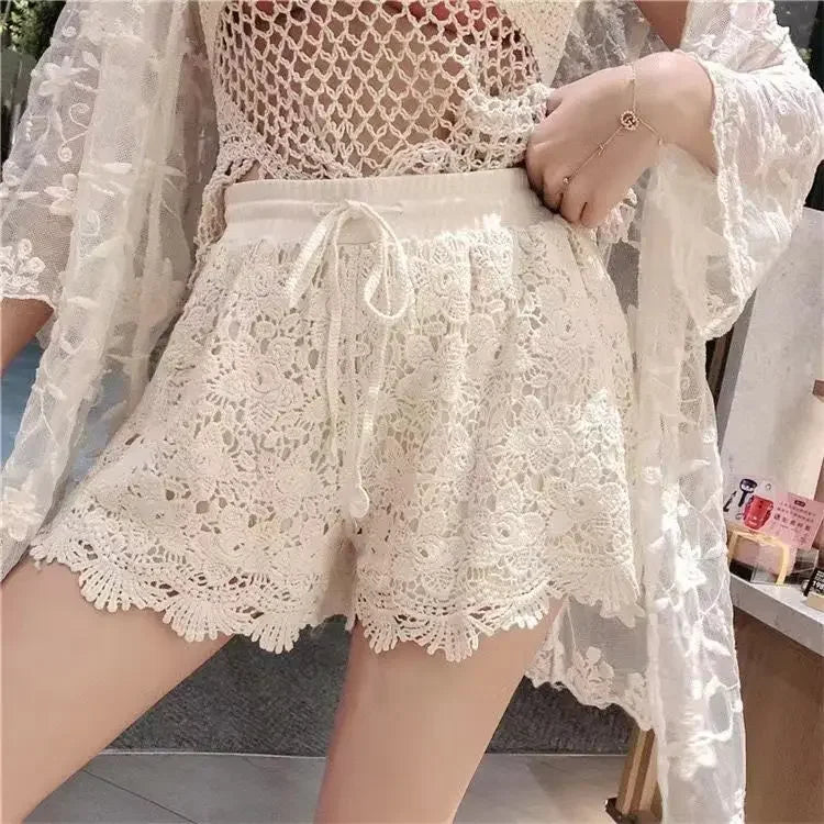 Fashionable Lace Shorts Women Casual Korean Version Anti-exposure Leggings Wearing Safety Insurance Sports Pants Women