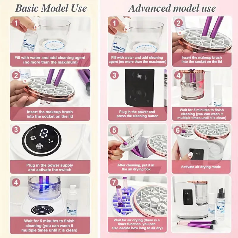 Electric Makeup Brush Cleaning Machine Dryer USB Charging For Beauty Makeup Brush Kit Eye Shadow Brush Blush Brush Storage Rack.