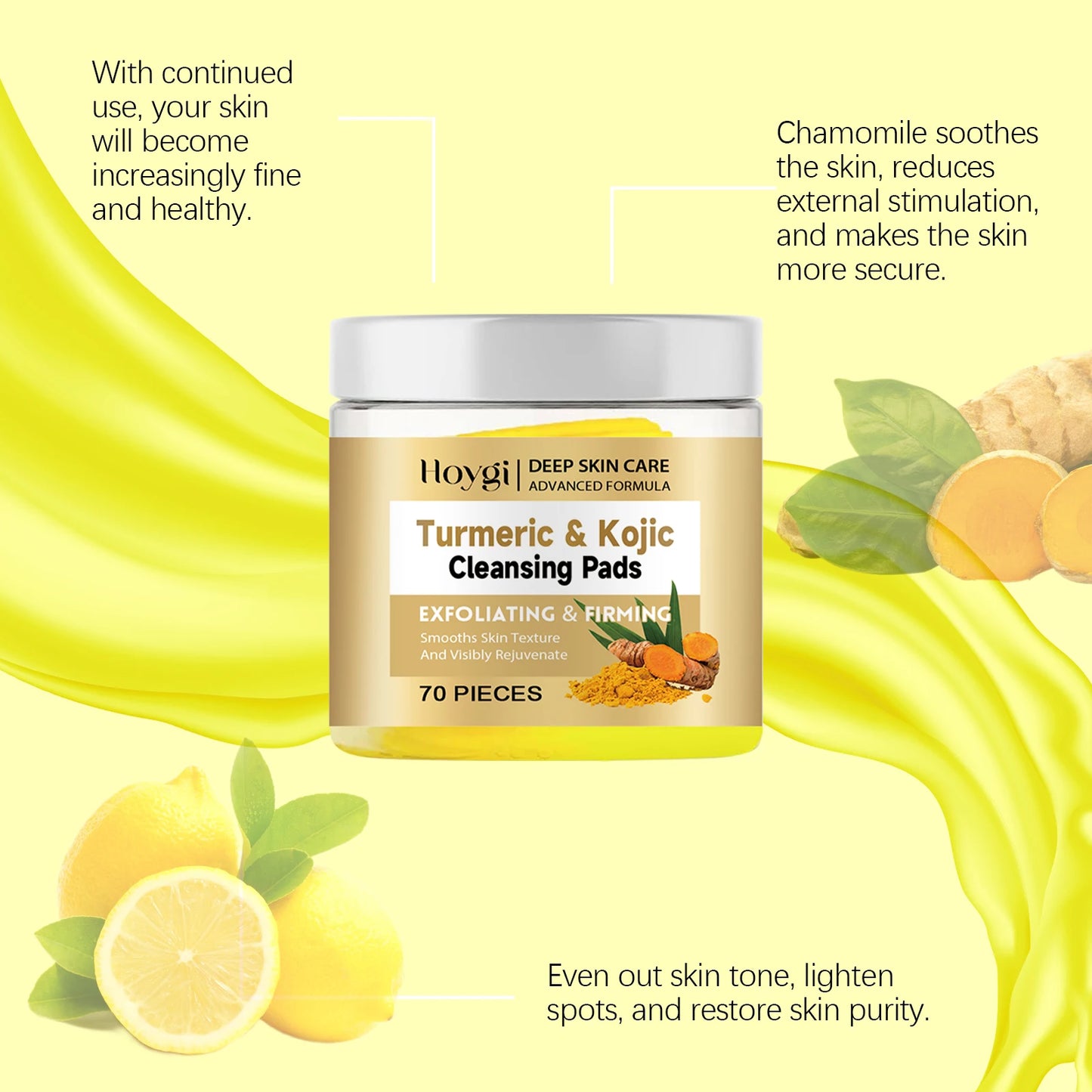 Turmeric Kojic Acid Cleansing Pad Gently Exfoliates Deeply Cleanses Skin Whitens And Lightens Spots Maintains Water Oil Balance