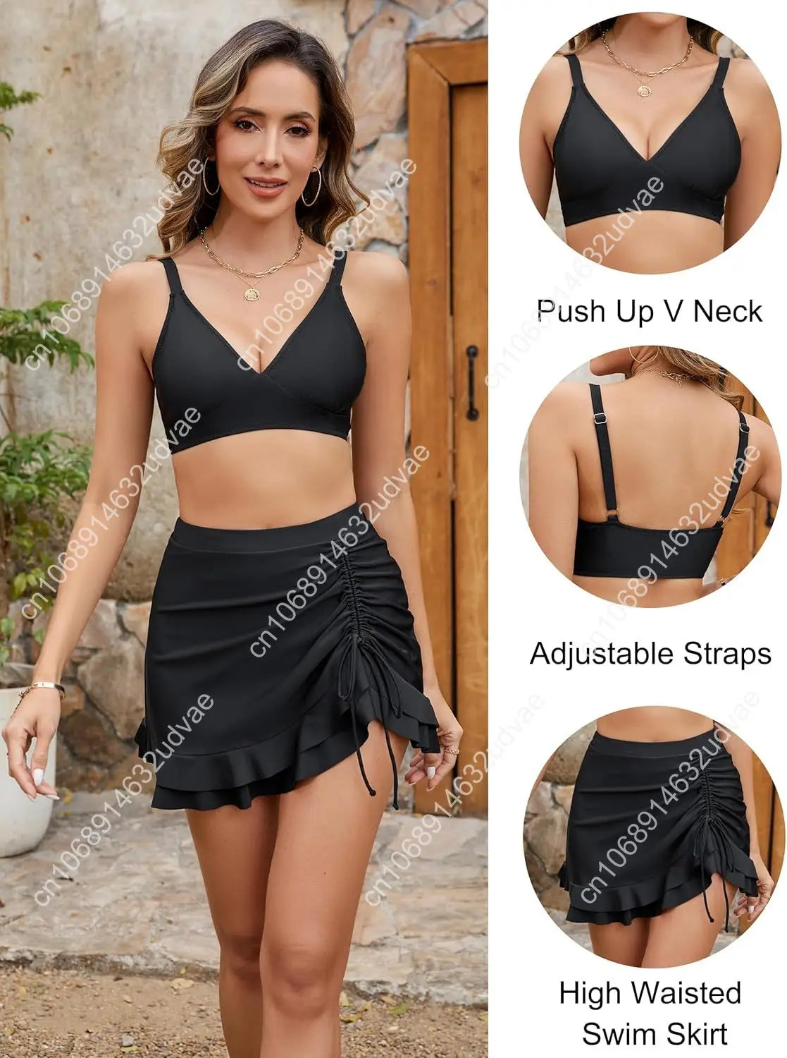 Blooming Jelly Women's High Waisted Bikini Sets Tummy Control Swim Skirt Two Piece Swim Suit 2025 Retro Swimsuit