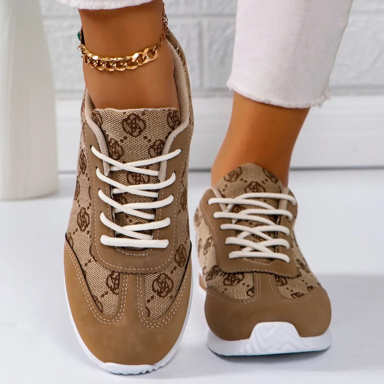 Women Thick Soled Cross Round Head Thin Fashion Shoes Women Comfortable Breathable Casual Wear-resistant Shoes Zapatos De Mujer