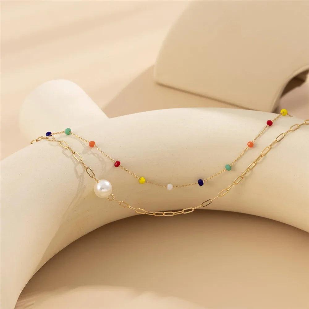 2Pcs Romantic Sweet Waist Chain Bohemian Creative Crystal Beaded Decor Belly Chain for Women Beach Bikini Chain Party Jewelry