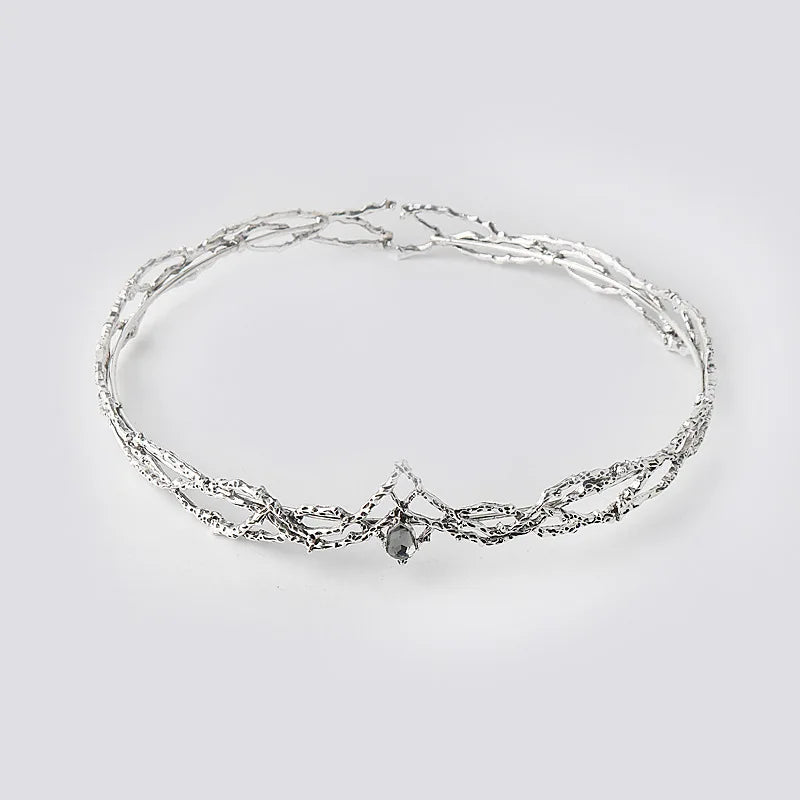 King Round Elves Crown Tiara Women Man Waterdrop Zircon Headband Bridal Hair Accessories Crown Wedding Headwear Gifts