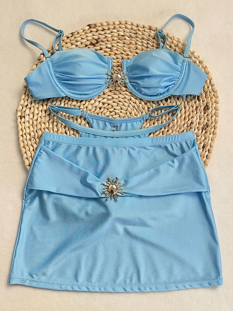 DEBAIOR Sexy sun 3 Pieces Bikinis 2025 Swimsuit For Women Black Swimwear Brazilian Bikini Set Biquini Female Swimuits Beachwear