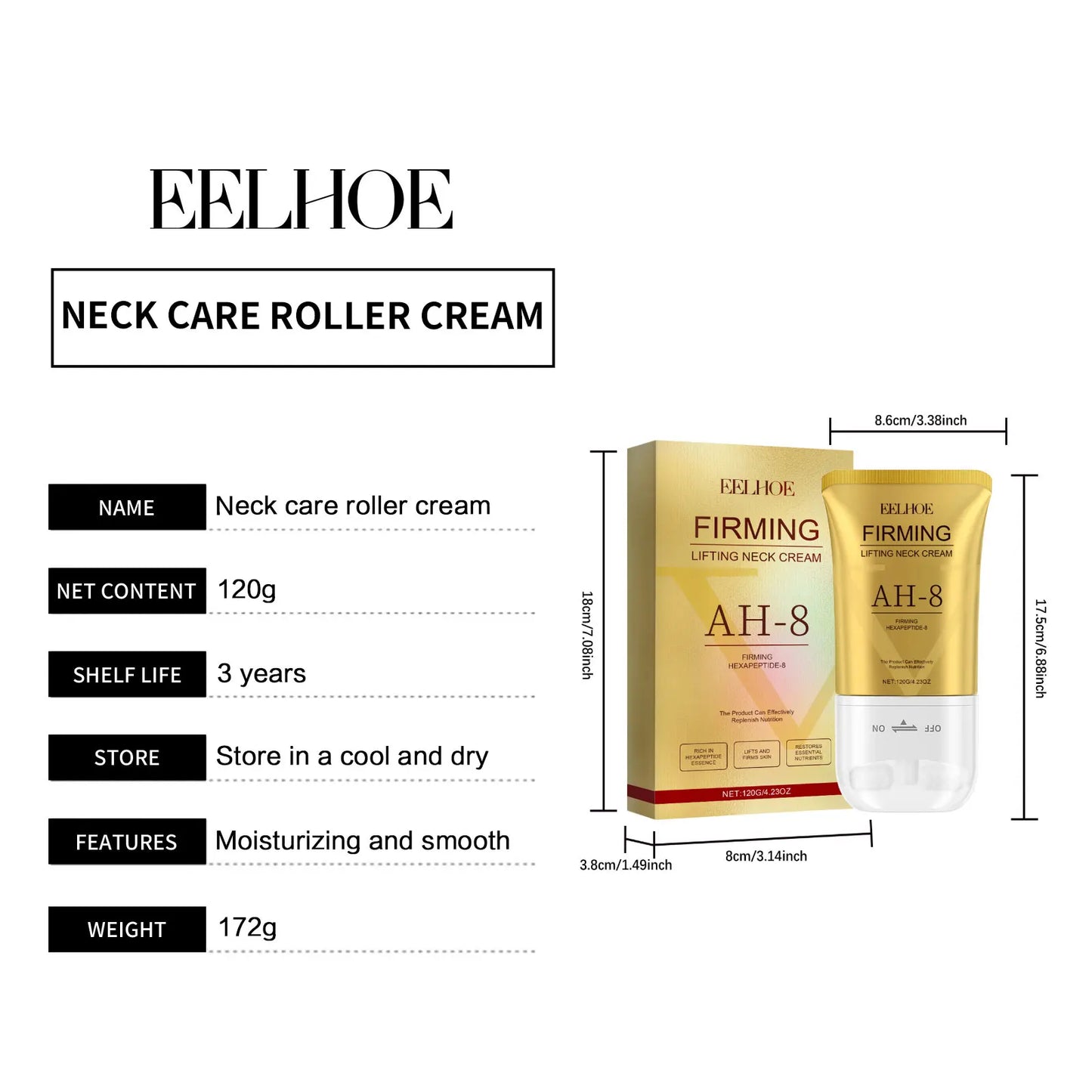 EELHOE Neck Firming Cream Neck Wrinkles Remover Crepey Skin Repair Treatment Nourishing Hyaluronic Acid Tighten Lift Neck Cream