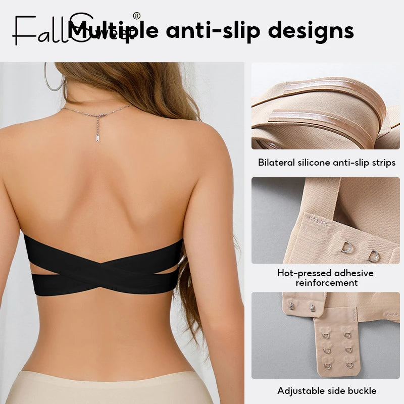 FallSweet Women's Seamless Strapless Bra Backless Slip-proof Invisible One-piece Underwear for Wedding & Party Dresses Lingerie