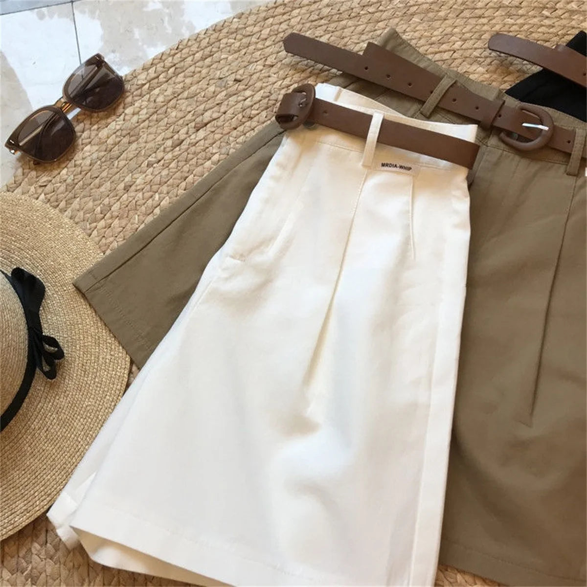 Summer Wide Leg Shorts For Women Fashion Solid A Line Office Lady Classic Short Pant Korean High Waist Suit Shorts Casual Zipper