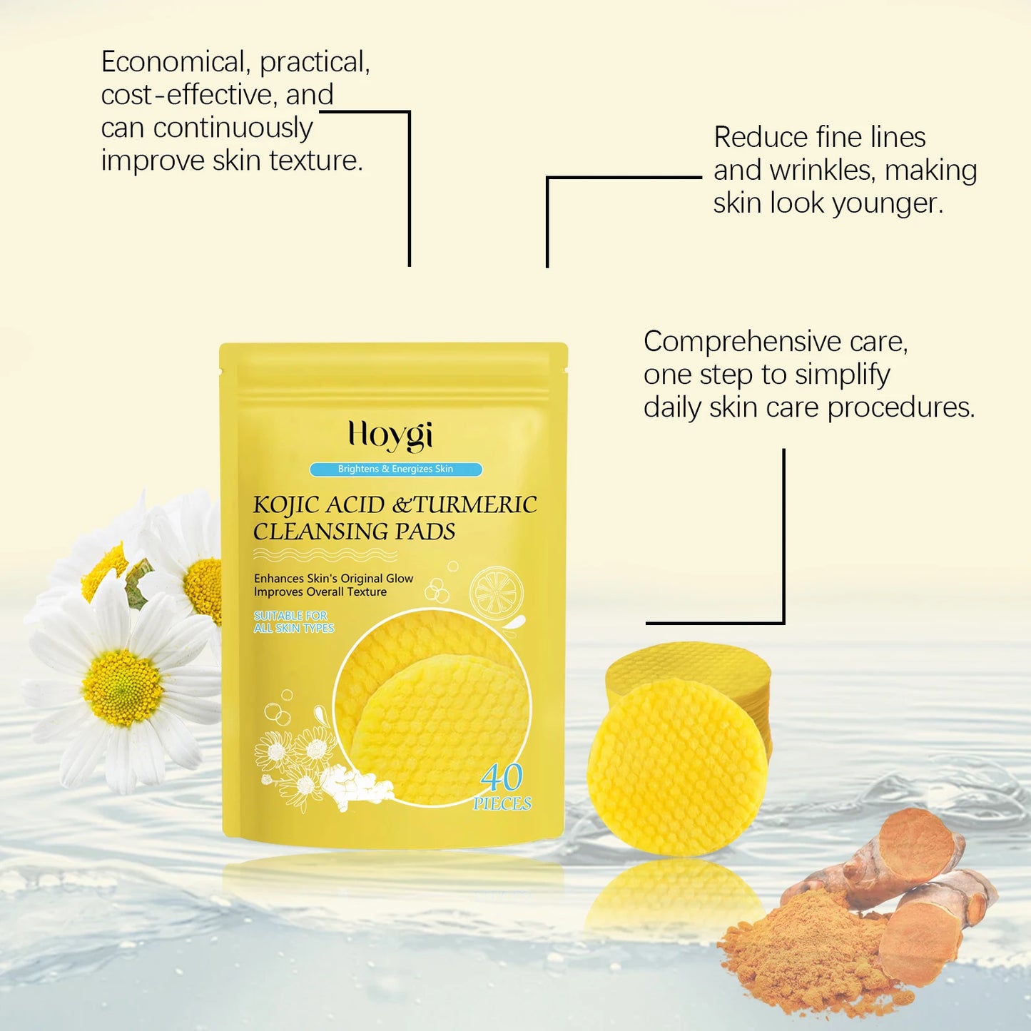 Turmeric Kojic Acid Cleansing Pad Gently Exfoliates Deeply Cleanses Skin Whitens And Lightens Spots Maintains Water Oil Balance