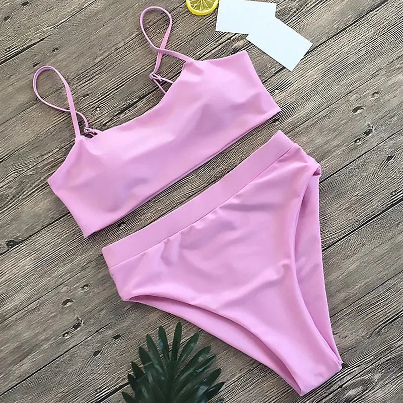 Solid Colour High Waist Split Sexy Bikini,Summer Beach Skirt,Women's Swimwear,Beach Thong,Two Piece,Sexy Backless Swimwear,bijin