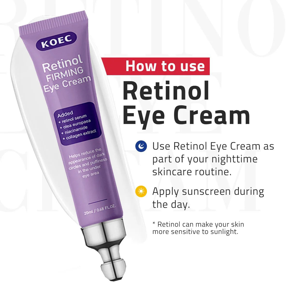 1 Retinol Collagen Eye Cream Anti Aging, Firming Under Eye Cream for Puffiness and Bags Under Eyes for Wrinkles and Dark Circles