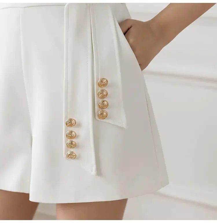 Casual All-match High Waist Wide Leg Shorts for Female Simplicity Commute Solid Color Spliced Shorts Fashion Women's Clothing