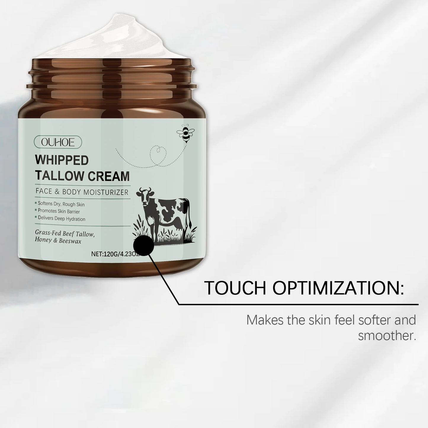 Whipped Tallow Cream Deep Nourish Fade Fine Lines Anti Aging Brighten Improve Dryness Natural Tallow Facial Moisturizing Cream