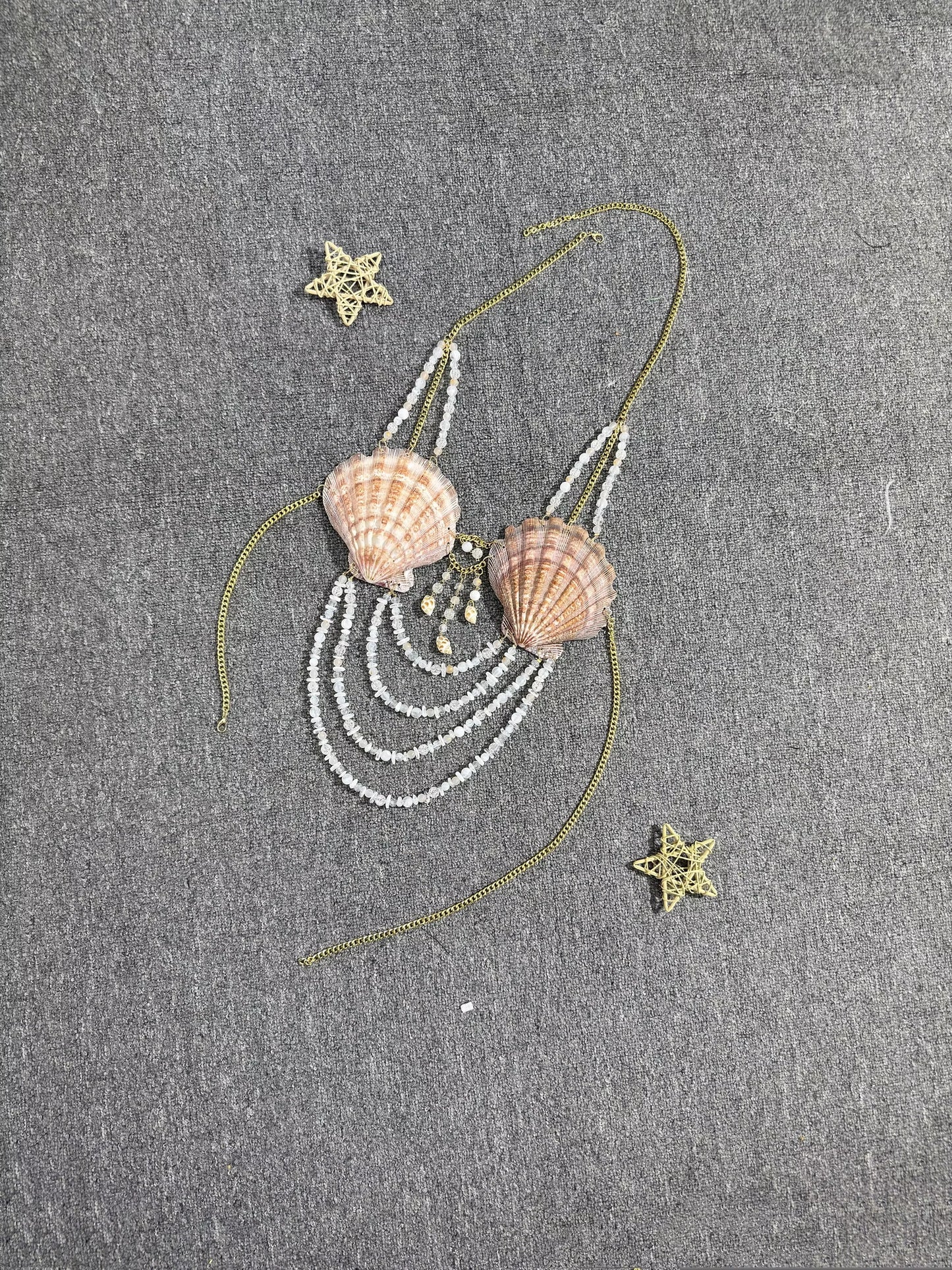 Sexy Women Handmade Shell Lingerie Tide Temperament Women Hundred Tank Corset Body Chain Hanging Neck Bikini Top