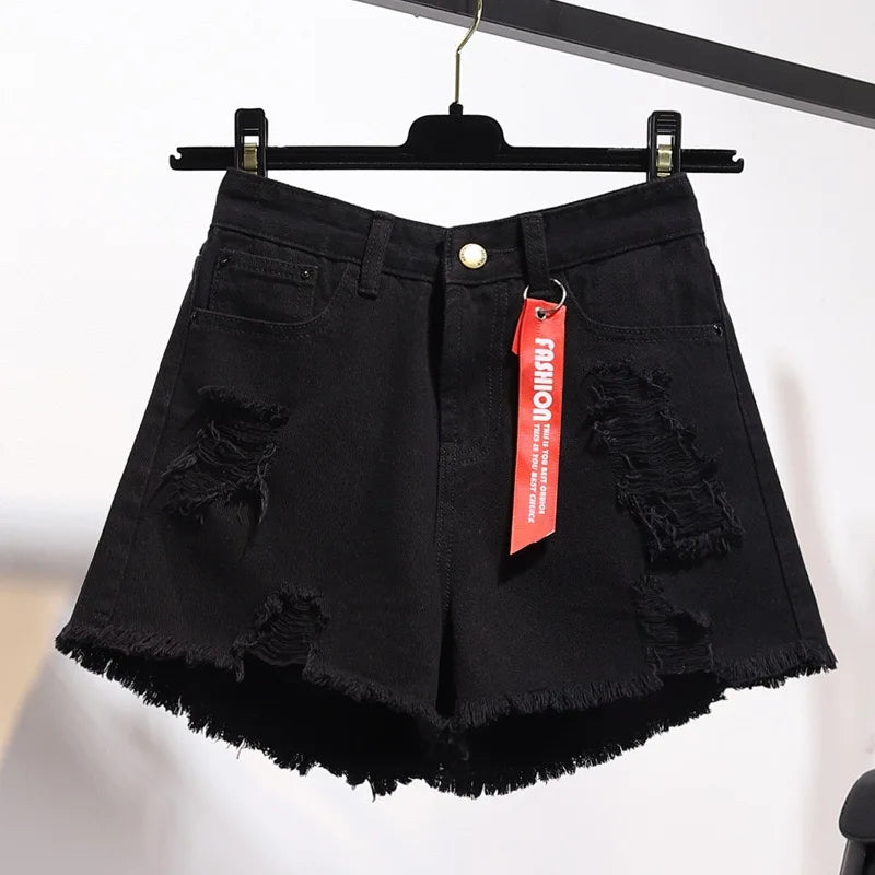 1pcs Summer Women Denim Shorts Fashion Casual High Waist Jeans Female Pocket Tassel Hot Pants Lady Streetwear Short Trousers
