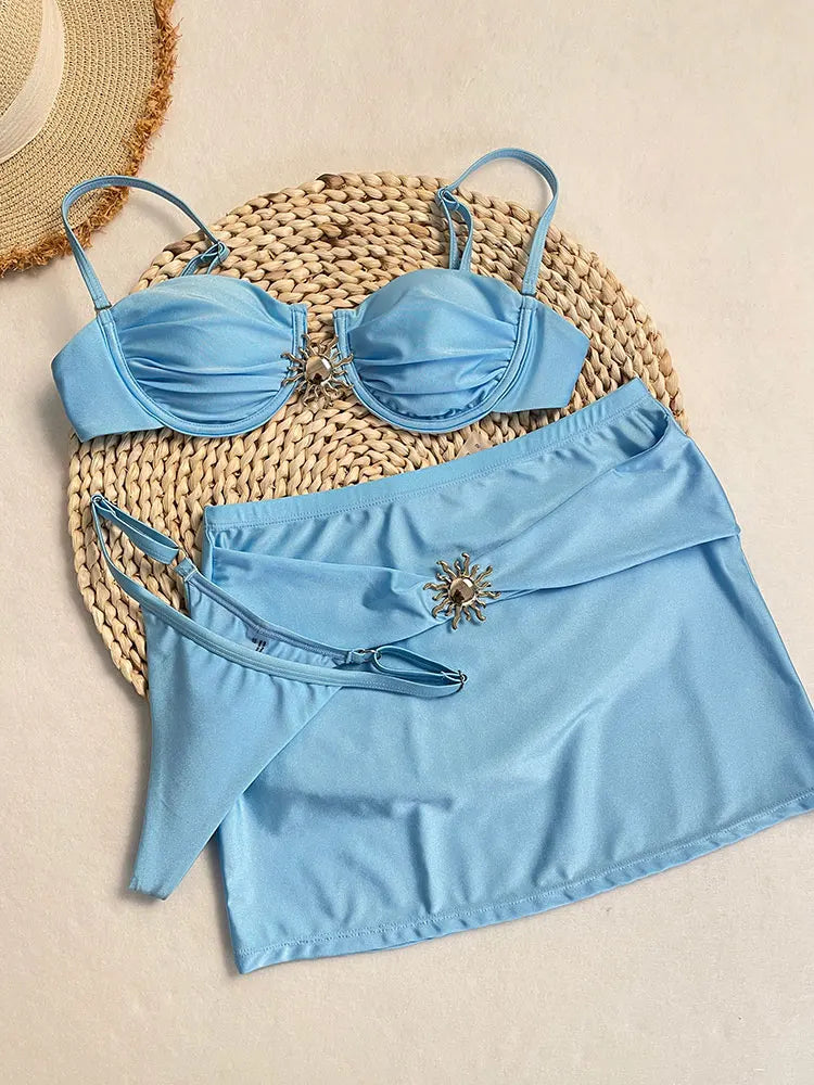 DEBAIOR Sexy sun 3 Pieces Bikinis 2025 Swimsuit For Women Black Swimwear Brazilian Bikini Set Biquini Female Swimuits Beachwear