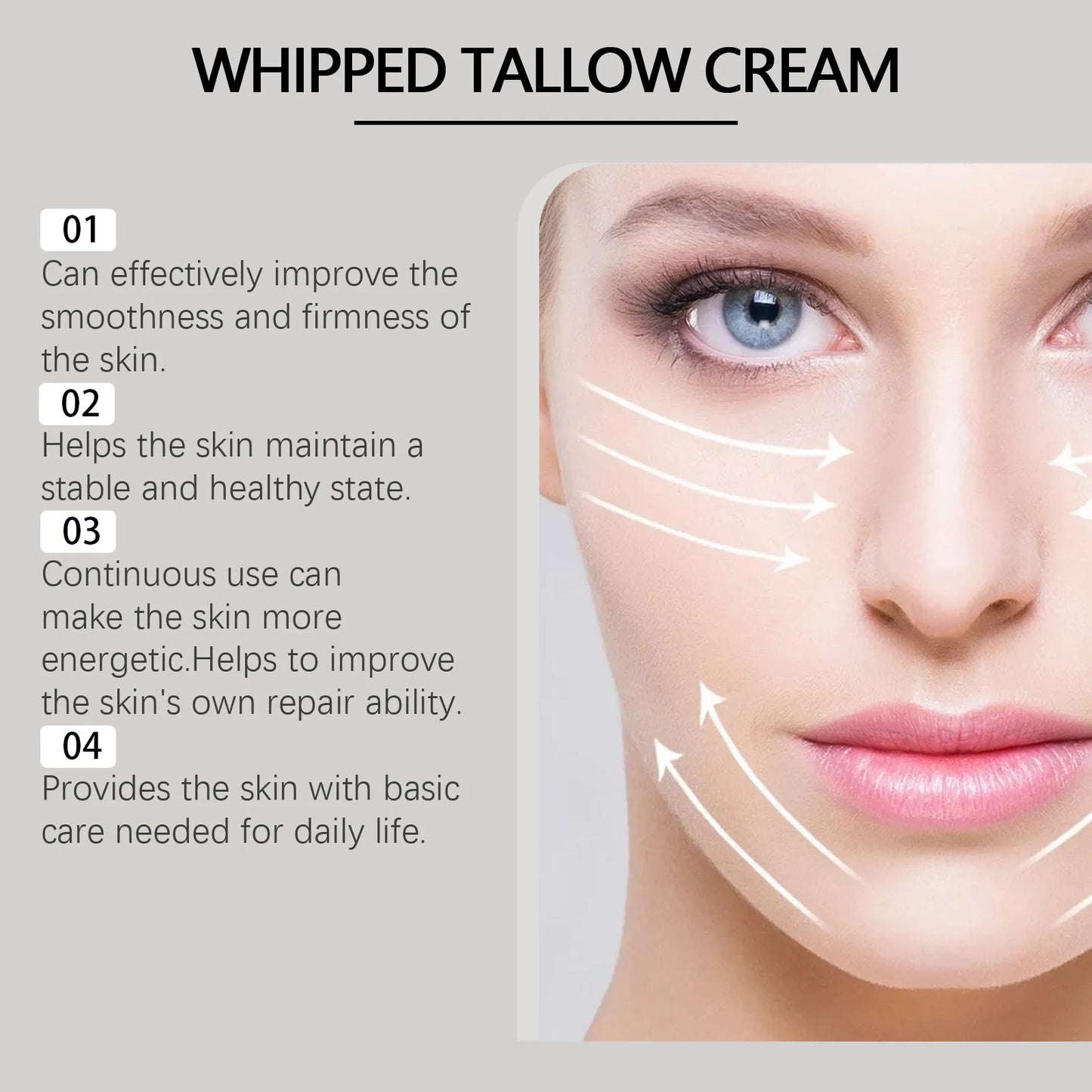 Whipped Tallow Cream Deep Nourish Fade Fine Lines Anti Aging Brighten Improve Dryness Natural Tallow Facial Moisturizing Cream