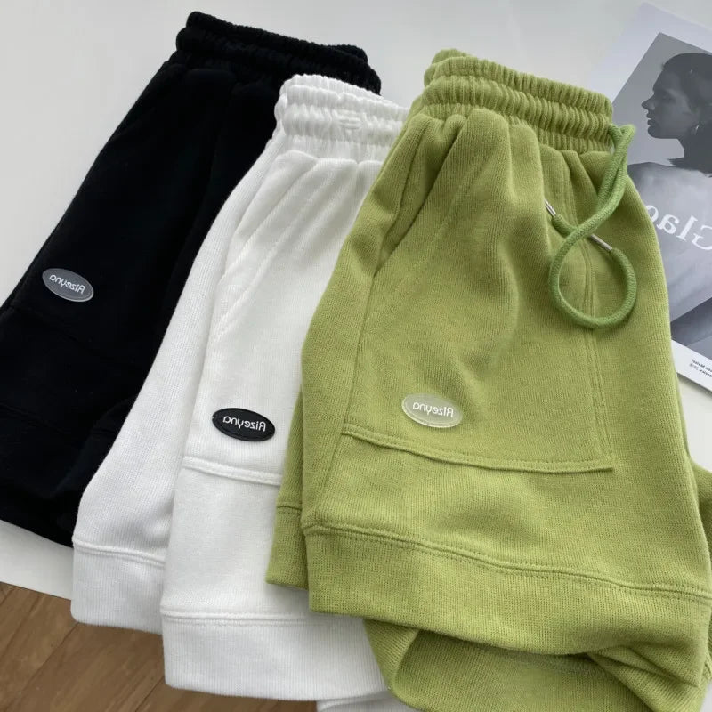 2025 Women's Comfortable Loose Wide-legged Drawstring A Pants Slim Waist Slim Fit Casual Home Versatile Sports Shorts