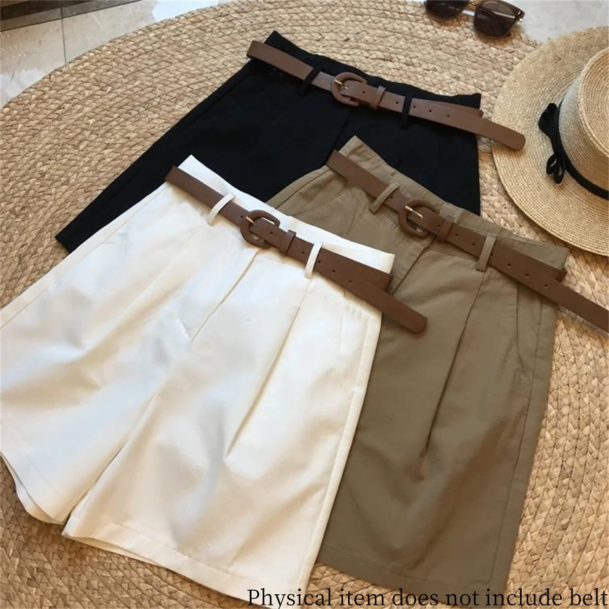 Summer Wide Leg Shorts For Women Fashion Solid A Line Office Lady Classic Short Pant Korean High Waist Suit Shorts Casual Zipper