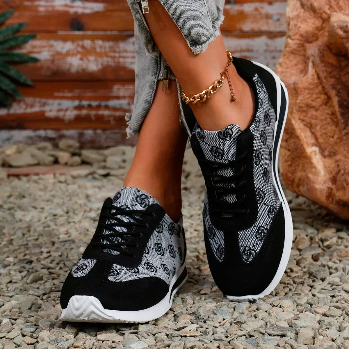Women Thick Soled Cross Round Head Thin Fashion Shoes Women Comfortable Breathable Casual Wear-resistant Shoes Zapatos De Mujer