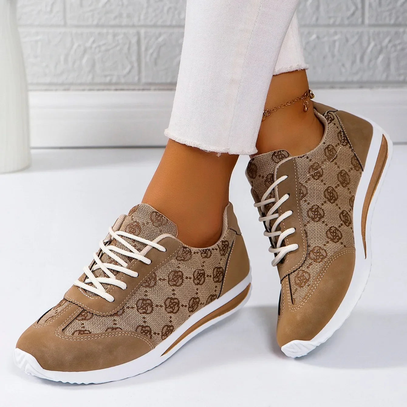 Women Thick Soled Cross Round Head Thin Fashion Shoes Women Comfortable Breathable Casual Wear-resistant Shoes Zapatos De Mujer