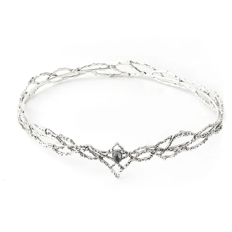 King Round Elves Crown Tiara Women Man Waterdrop Zircon Headband Bridal Hair Accessories Crown Wedding Headwear Gifts
