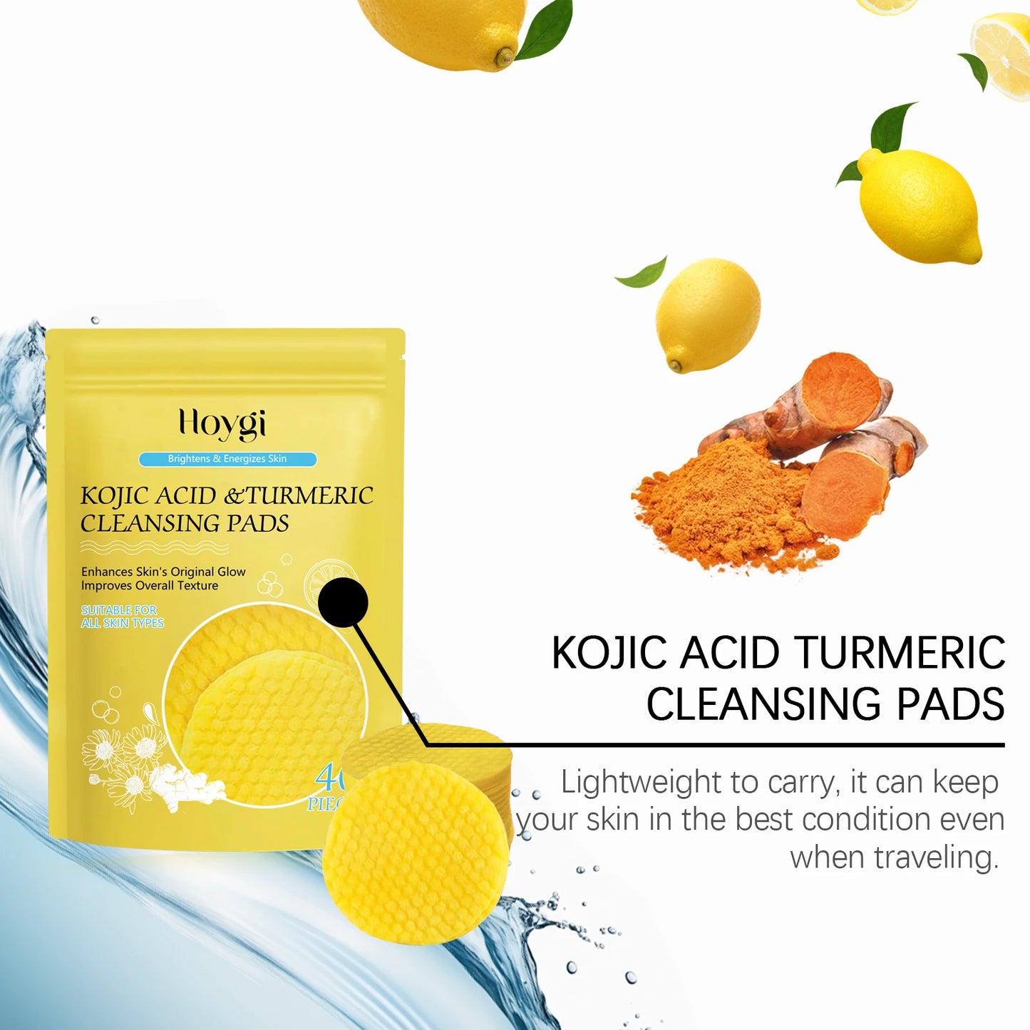 Turmeric Kojic Acid Cleansing Pad Gently Exfoliates Deeply Cleanses Skin Whitens And Lightens Spots Maintains Water Oil Balance
