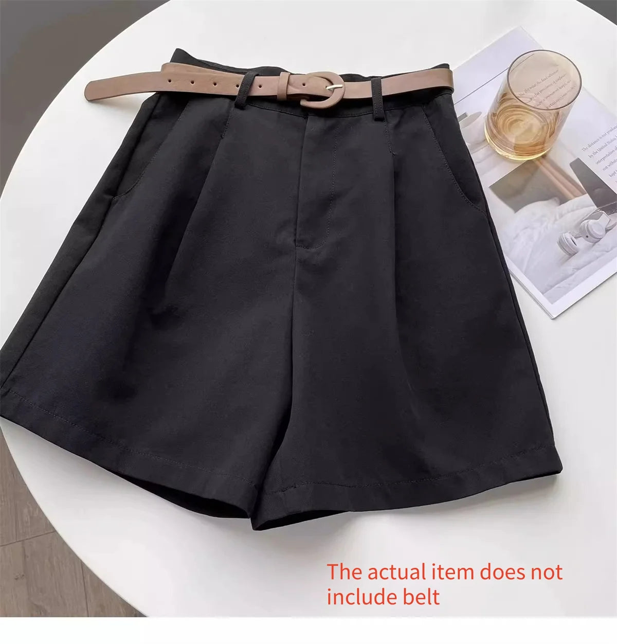 Summer Wide Leg Shorts For Women Fashion Solid A Line Office Lady Classic Short Pant Korean High Waist Suit Shorts Casual Zipper