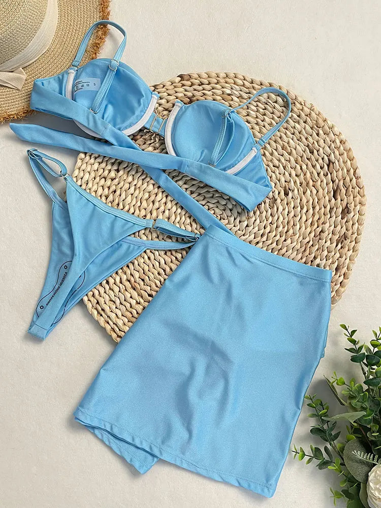 DEBAIOR Sexy sun 3 Pieces Bikinis 2025 Swimsuit For Women Black Swimwear Brazilian Bikini Set Biquini Female Swimuits Beachwear