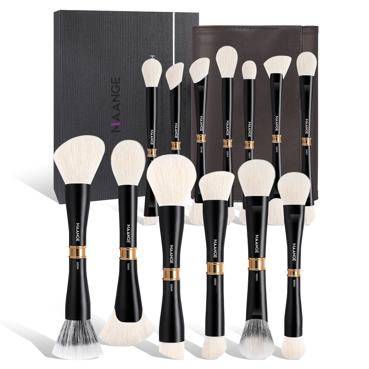 MAANGE 13pcs High-end Double Head Makeup Brush Set Storage Bag Gift Box for Foundation Concealer Eyeshadow Powder Beauty Tools