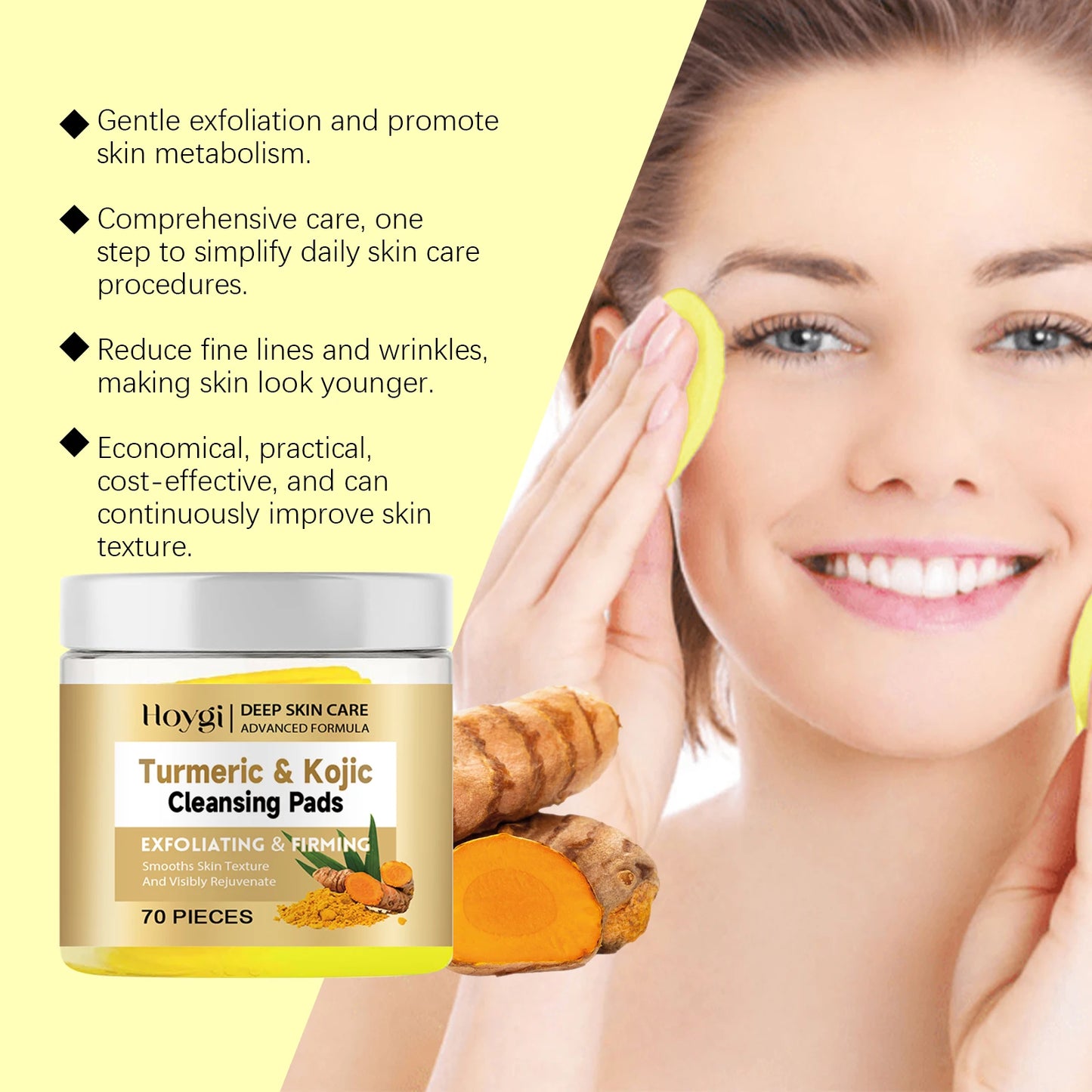 Turmeric Kojic Acid Cleansing Pad Gently Exfoliates Deeply Cleanses Skin Whitens And Lightens Spots Maintains Water Oil Balance