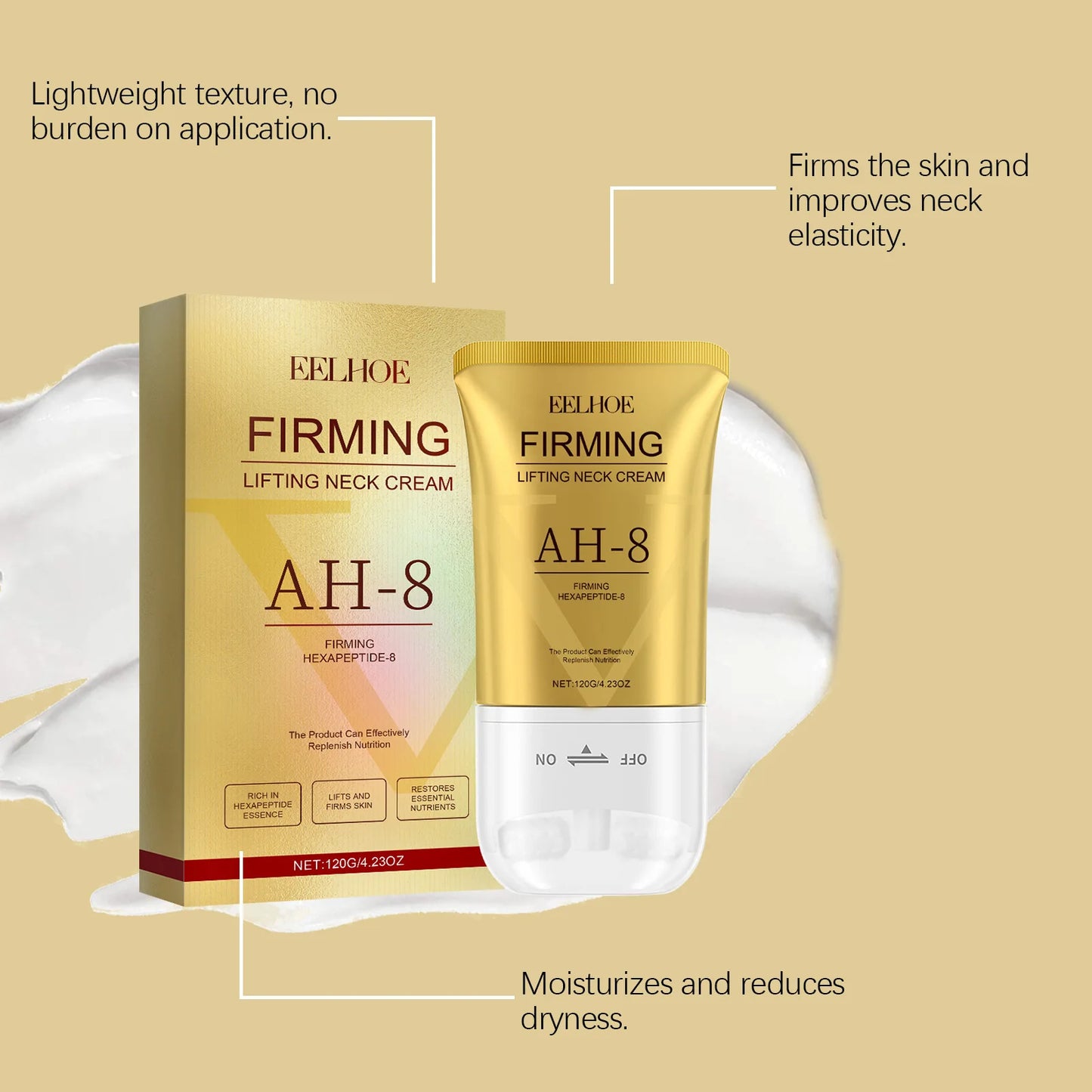 EELHOE Neck Firming Cream Neck Wrinkles Remover Crepey Skin Repair Treatment Nourishing Hyaluronic Acid Tighten Lift Neck Cream