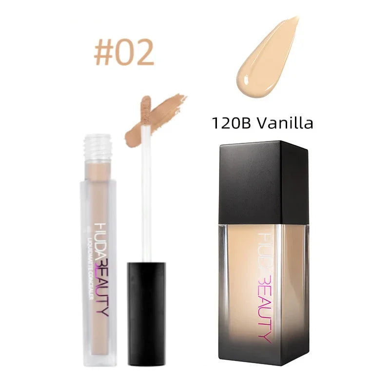 2PCS HUDA Foundation Concealer Base Makeup Set Beauty 34ml Flawless Liquid Makeup Long-wearing Waterproof Breathable Cosmetics