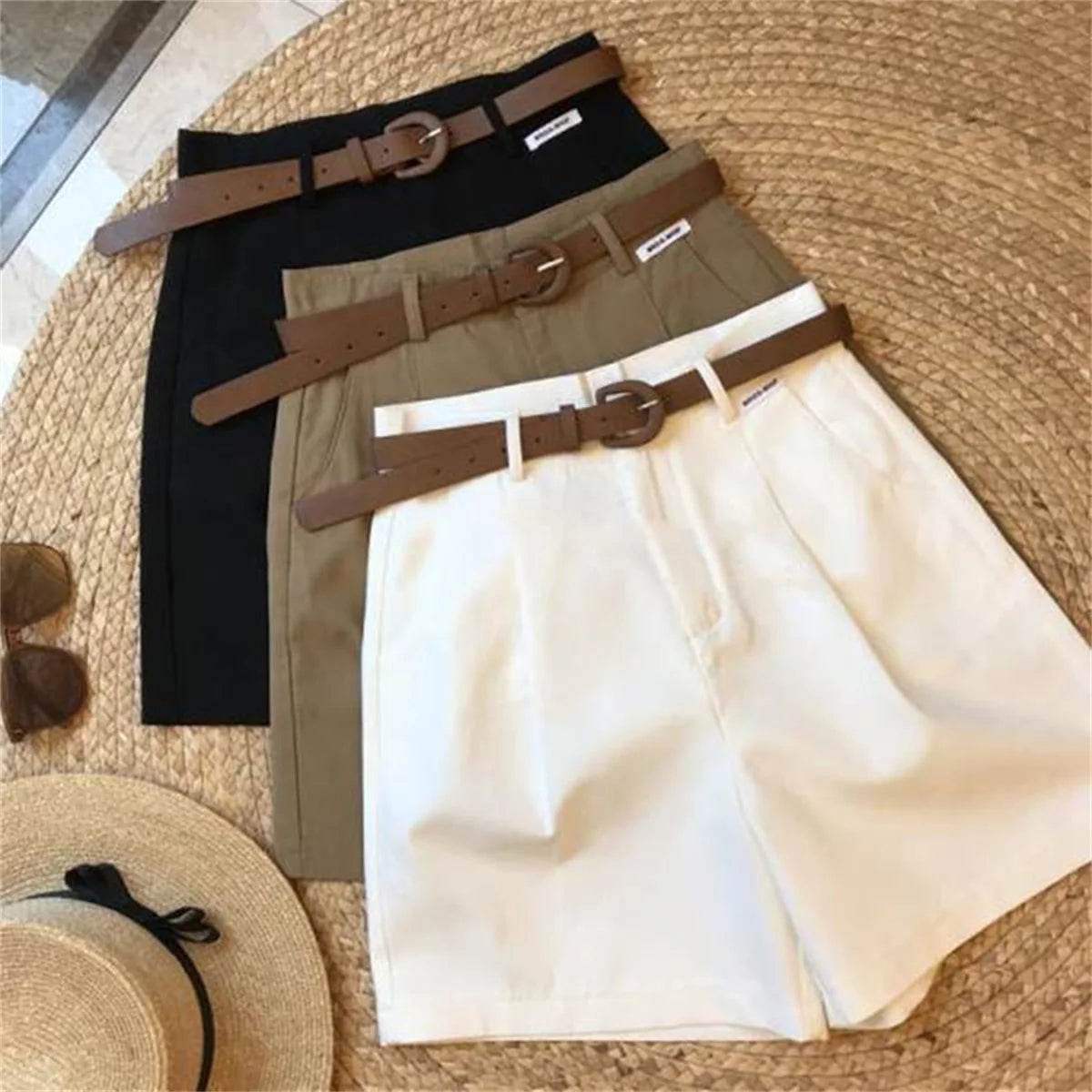 Summer Wide Leg Shorts For Women Fashion Solid A Line Office Lady Classic Short Pant Korean High Waist Suit Shorts Casual Zipper