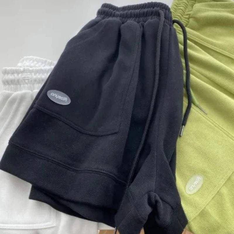 2025 Women's Comfortable Loose Wide-legged Drawstring A Pants Slim Waist Slim Fit Casual Home Versatile Sports Shorts
