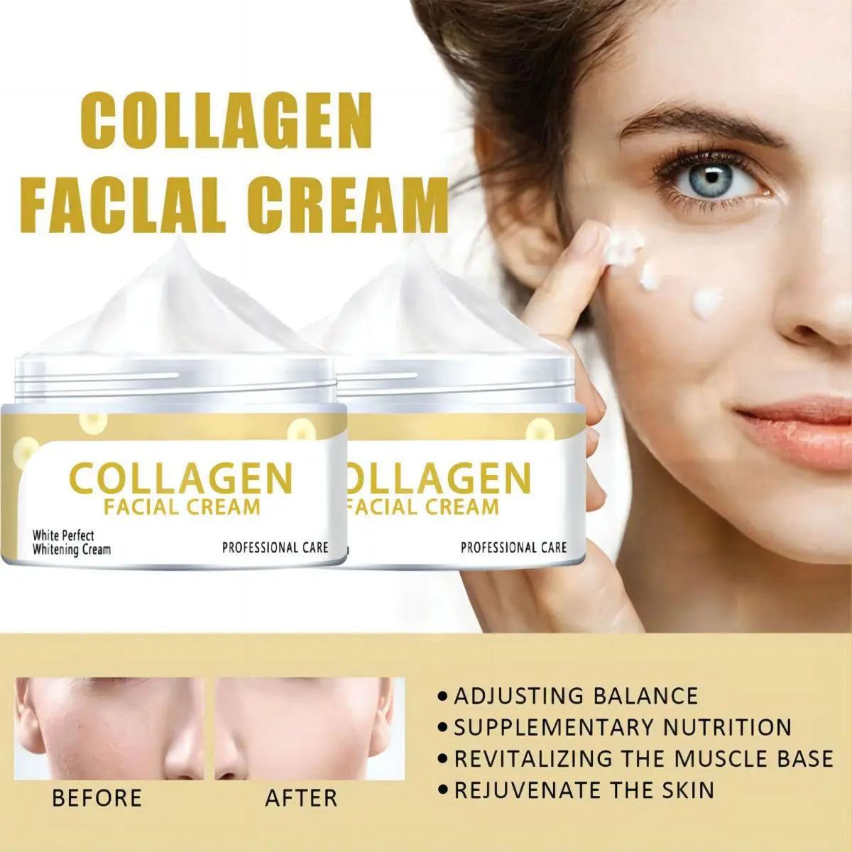 Collagen Cream Brightening and Smoothing Moisturizing Moisturizing Facial Skin Lightening Fine Lines Cream