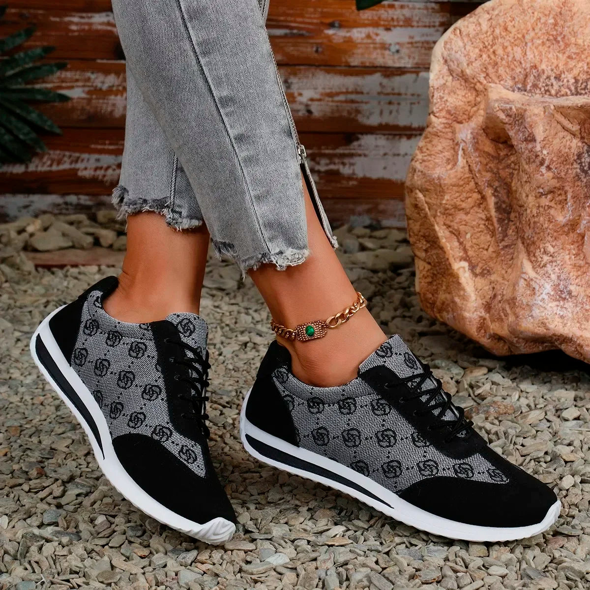 Women Thick Soled Cross Round Head Thin Fashion Shoes Women Comfortable Breathable Casual Wear-resistant Shoes Zapatos De Mujer