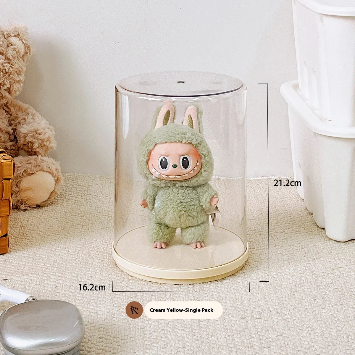 Labubu pendant display box, rotatable transparent Labubu doll, handmade blind box, storage display stand, decorative ornaments,