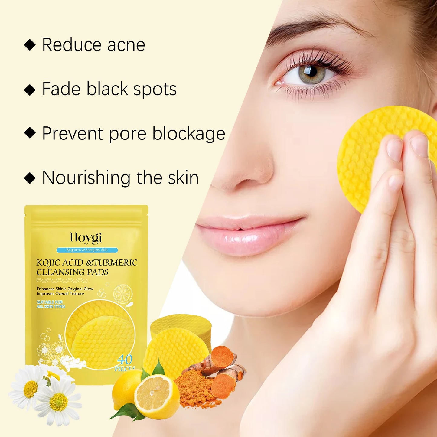 Turmeric Kojic Acid Cleansing Pad Gently Exfoliates Deeply Cleanses Skin Whitens And Lightens Spots Maintains Water Oil Balance