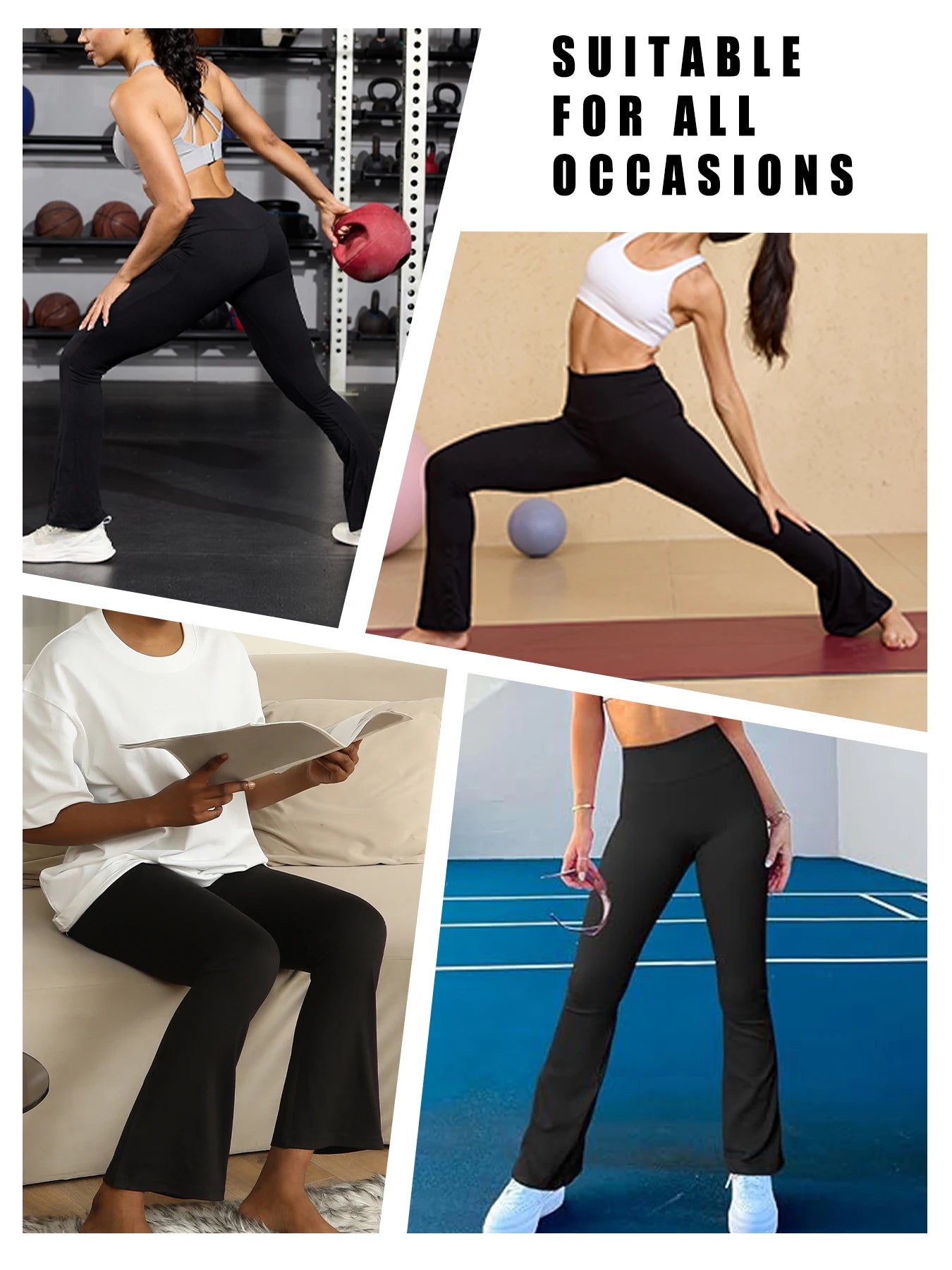 5 Pack Women's Super Soft Flare Pants High Waisted Tummy Control Workout Yoga Push Up Gym Fitness Leggings Bell Bottoms