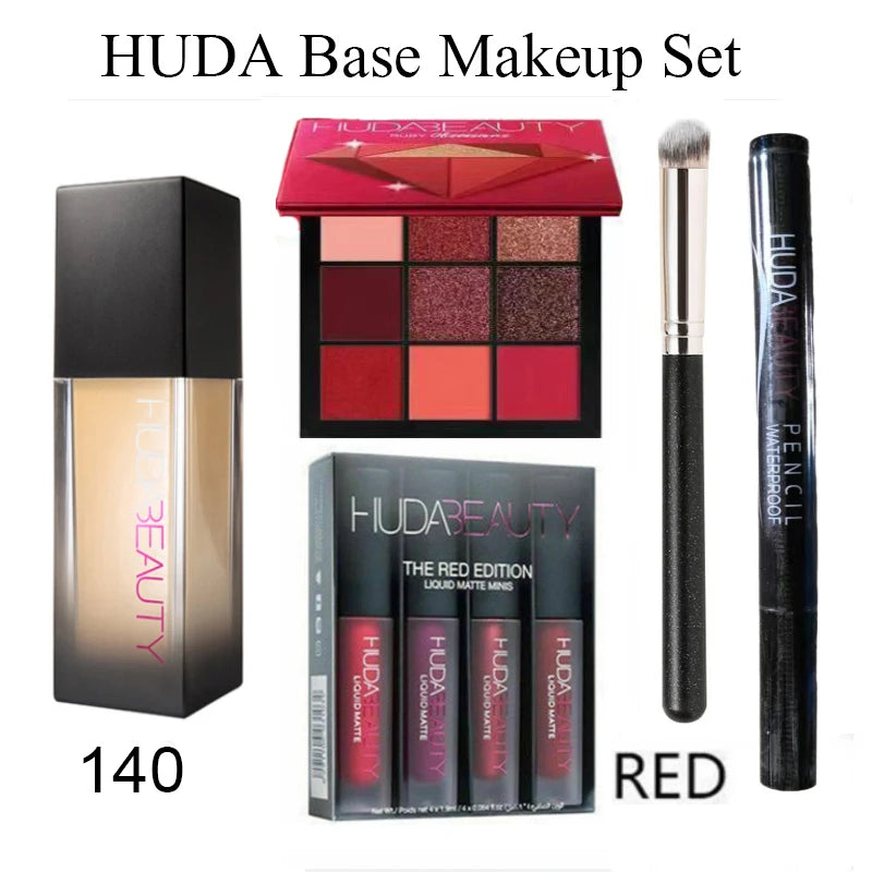 34ml Flawless HUDA 9 Color Foundation Matte Concealer Nourishing Long-Lasting Facial Base Makeup Conceale Breathable Cosmetic