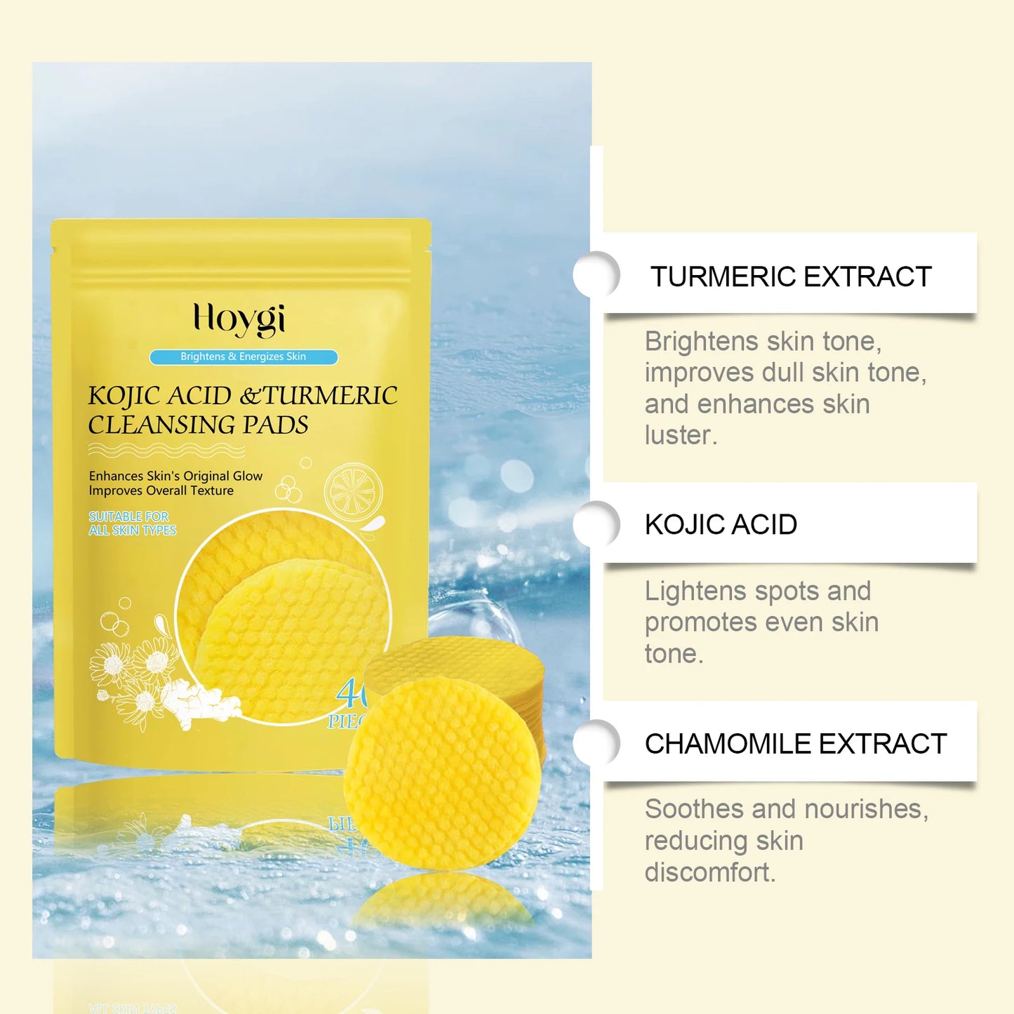Turmeric Kojic Acid Cleansing Pad Gently Exfoliates Deeply Cleanses Skin Whitens And Lightens Spots Maintains Water Oil Balance