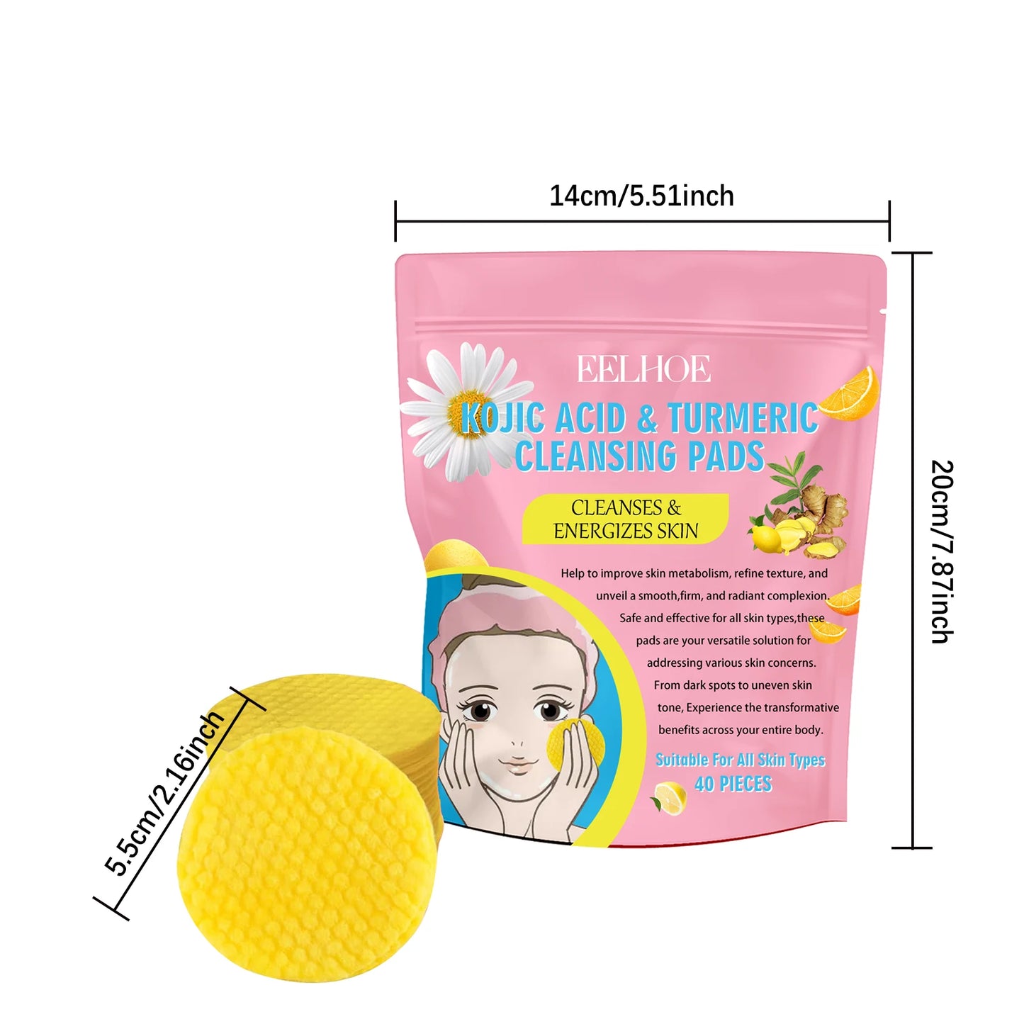 Turmeric Kojic Acid Cleansing Pad Gently Exfoliates Deeply Cleanses Skin Whitens And Lightens Spots Maintains Water Oil Balance