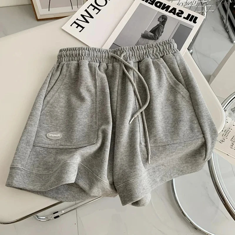 2025 Women's Comfortable Loose Wide-legged Drawstring A Pants Slim Waist Slim Fit Casual Home Versatile Sports Shorts
